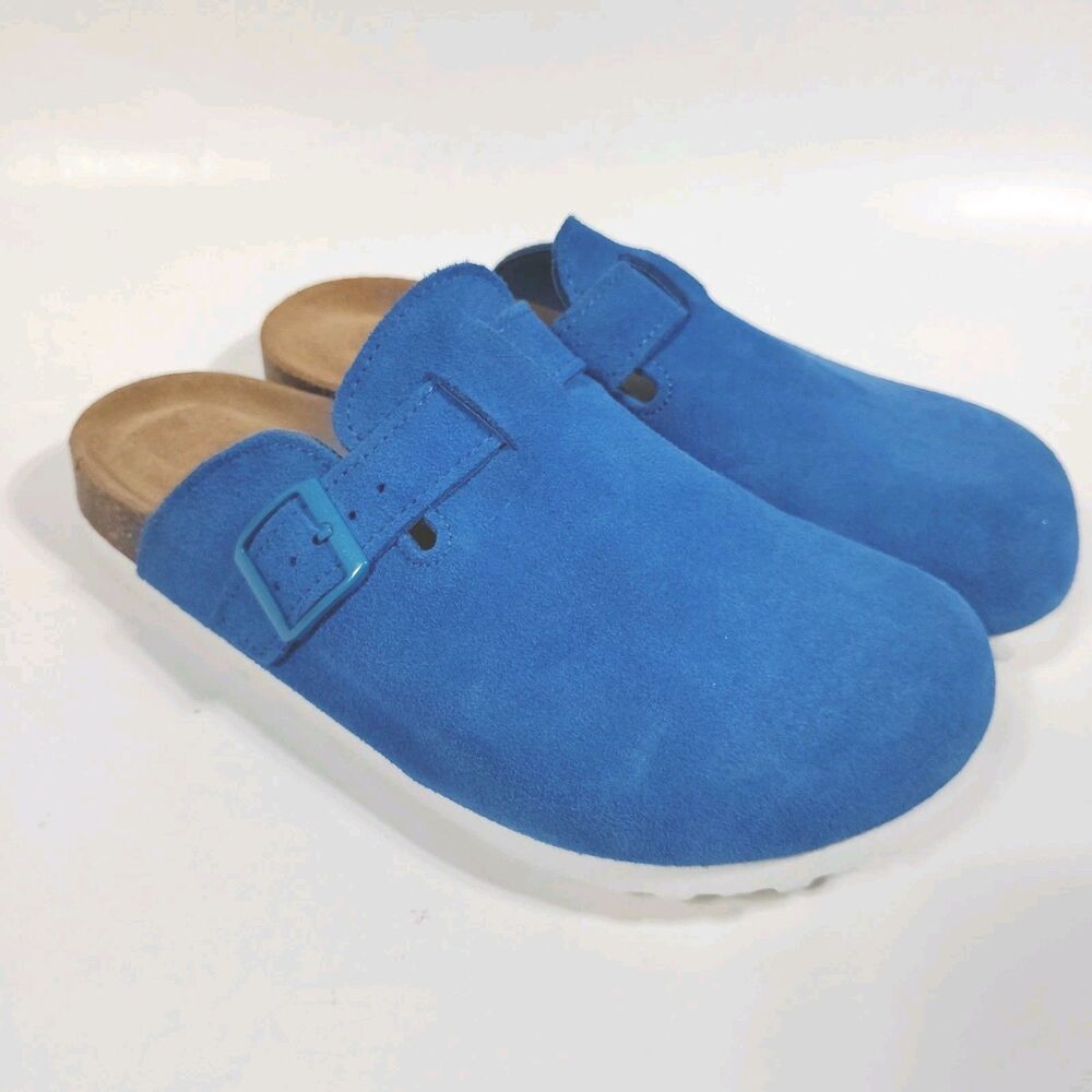 Project Cloud Women’s Clogs Benton Ultra Blue Size 9 Cork Suede Boho Hippie
